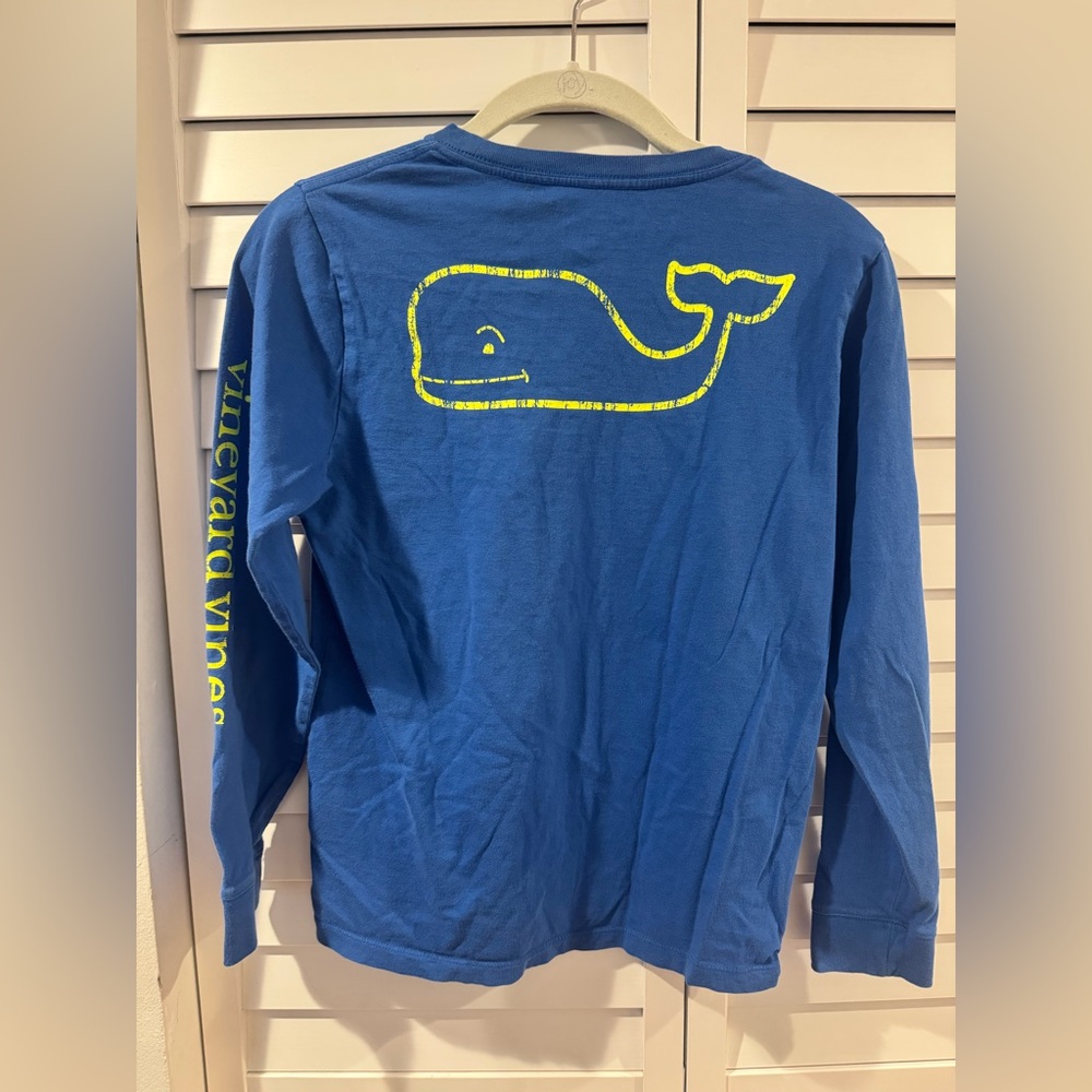 Vineyard Vines Boys Vintage Whale Neon Long-Sleeve Pocket Tee Medium 12/14